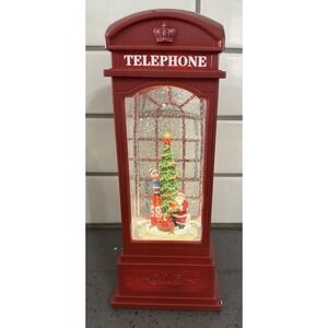 Danvon Telephone Booth Water Lantern Snow‎ Globe Red Santa Magic